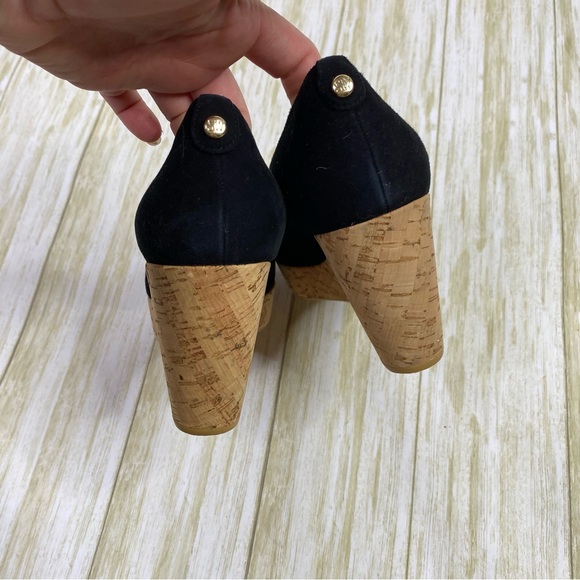 Stuart Weitzman Black Suede Logoyork Wedge Pumps - Picture 10 of 12